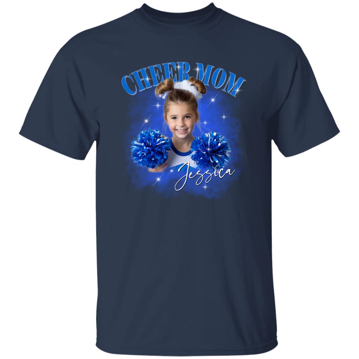 You own picture Cheer Mom Unisex T-Shirt Personalized Cheer coach mama tee Black Navy Dark Heather-Family-Gift-Planet
