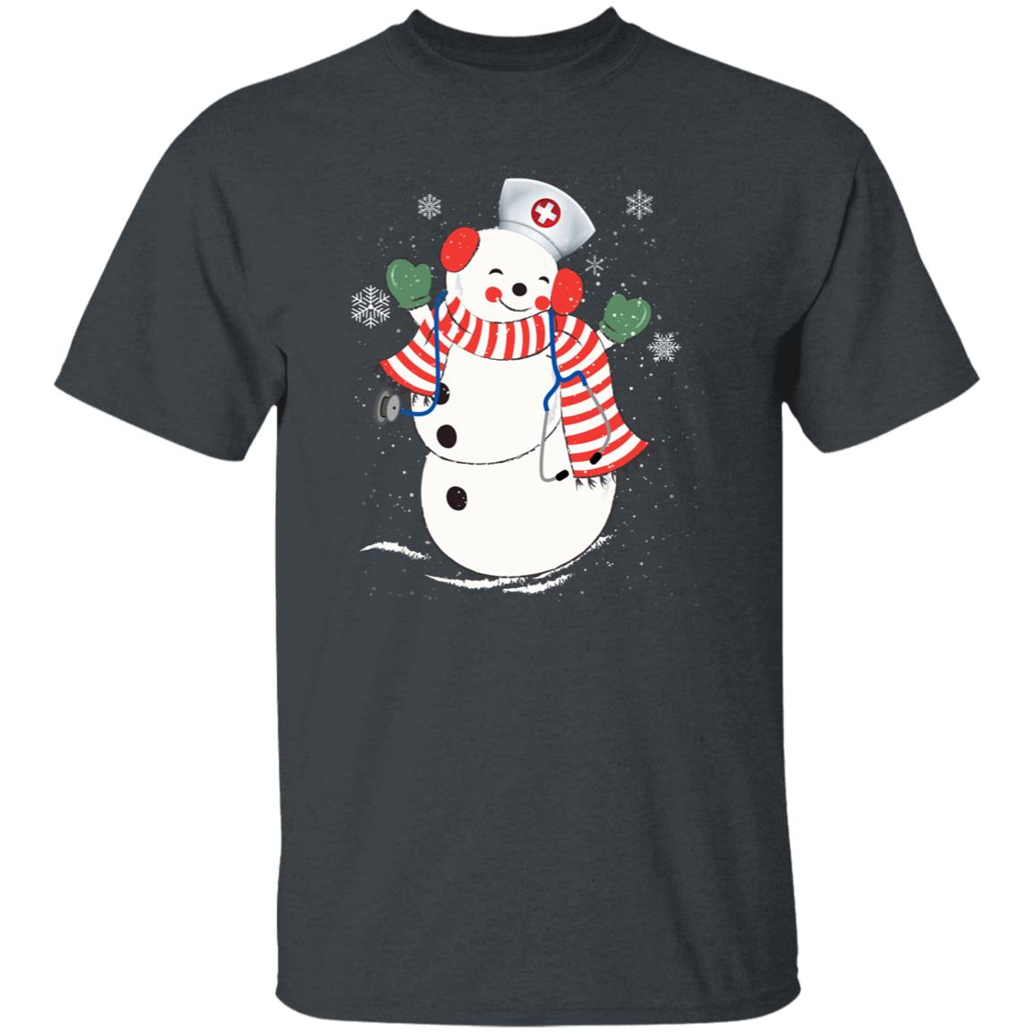 Nurse Snowman Unisex shirt RN Holiday tee Black Dark Heather-Family-Gift-Planet