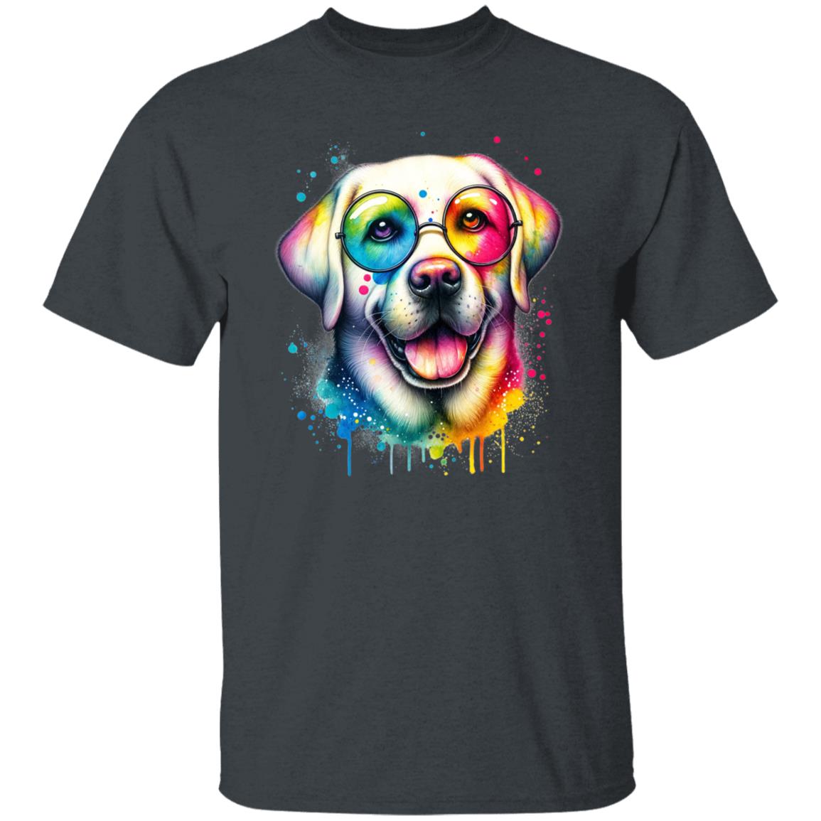 Labrador with eyeglasses Color Splash Unisex T-shirt Black Navy Dark Heather-Family-Gift-Planet