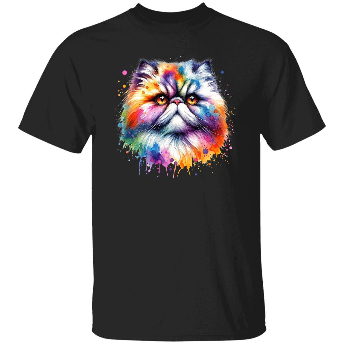 Persian Cat Color Splash Unisex T-Shirt Black Navy Dark Heather-Family-Gift-Planet