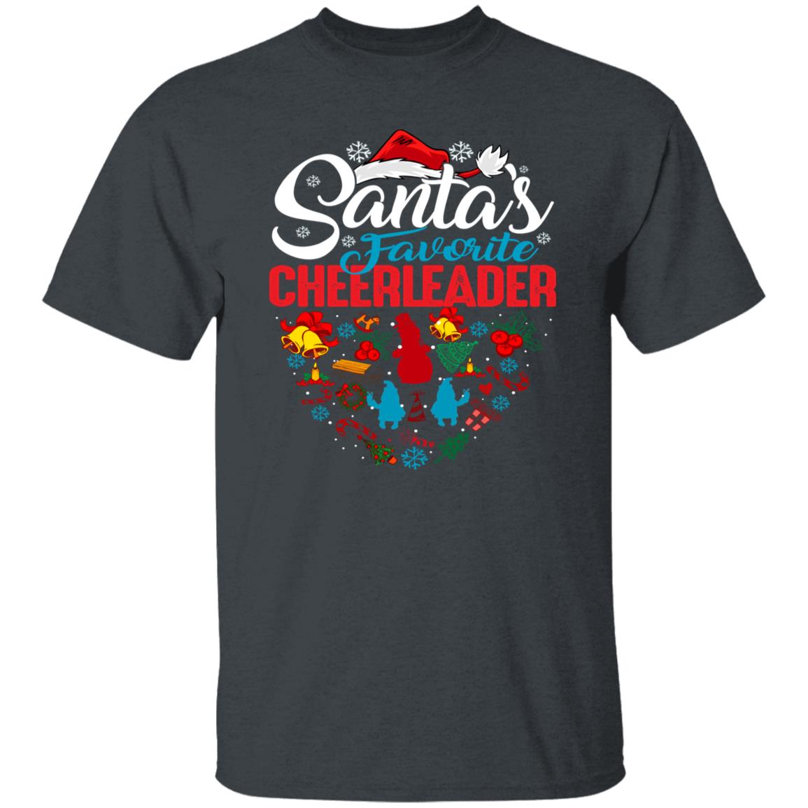 Santa's favorite cheerleader Unisex shirt cheer coach Holiday tee Black Dark Heather-Family-Gift-Planet