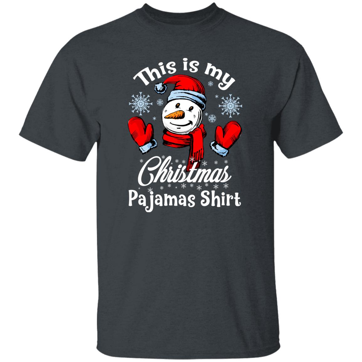 Christmas pajamas Unisex shirt snowman Holiday tee Black Dark Heather-Family-Gift-Planet