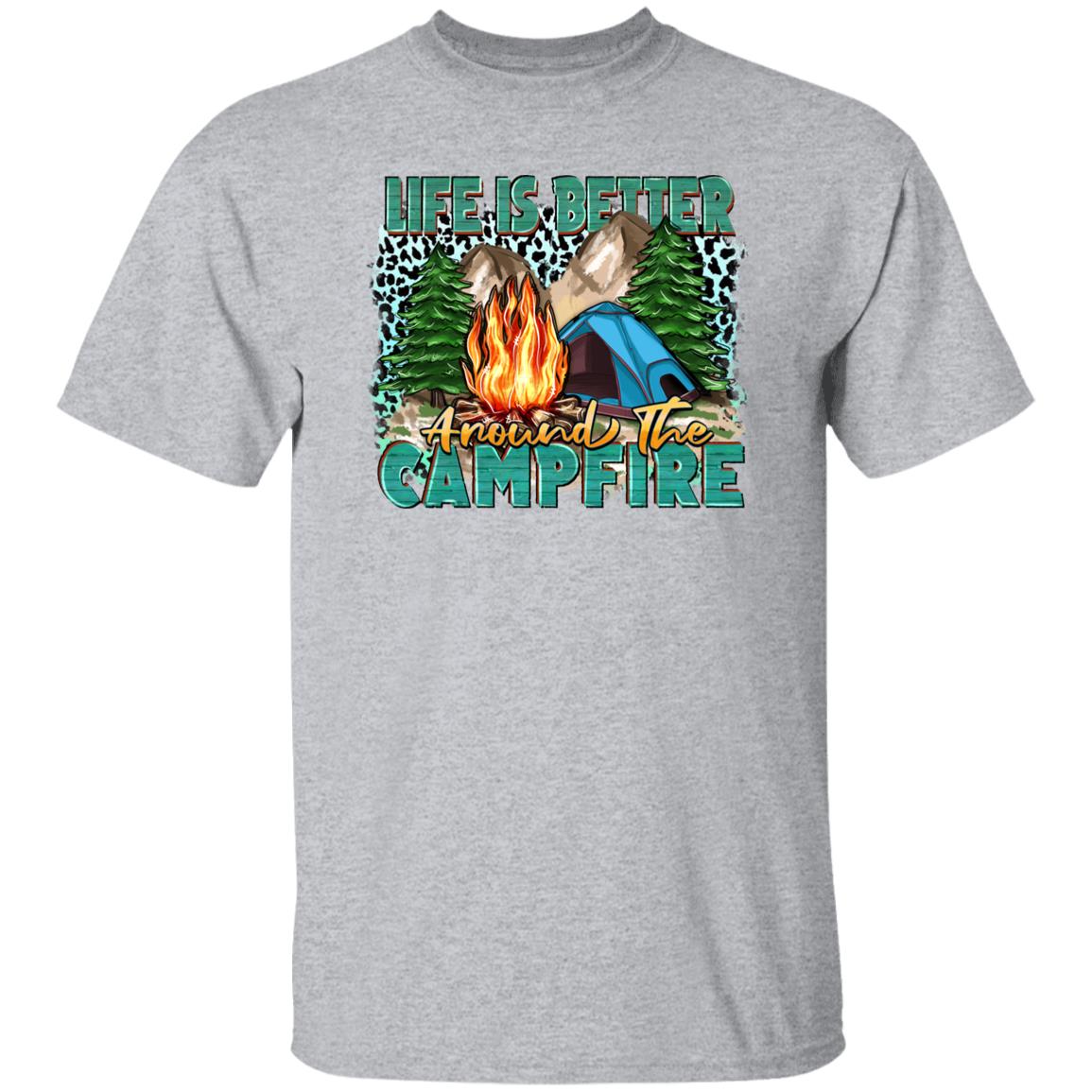 Life is better around the campfire T-Shirt gift Forest camping Unisex Tee Sand White Sport Grey-Family-Gift-Planet