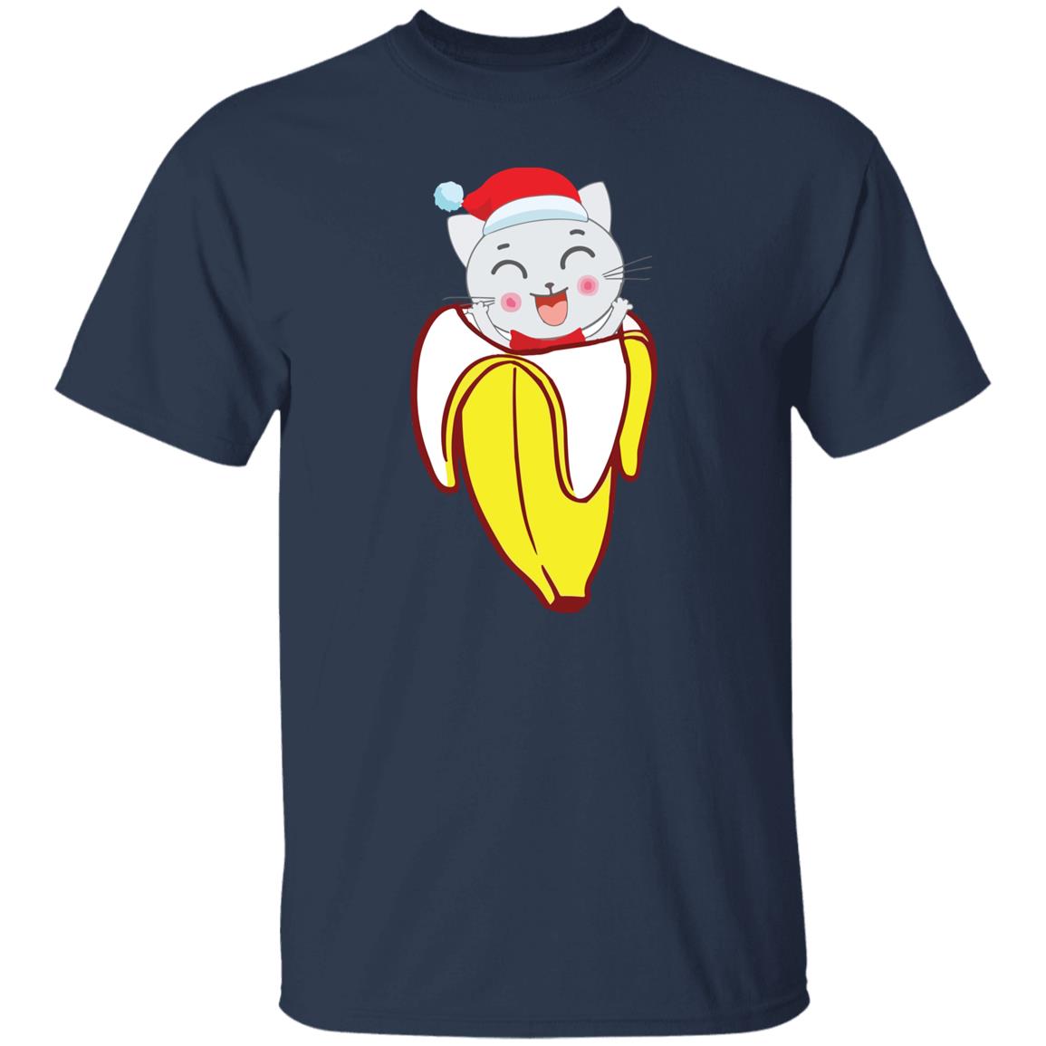 Banana Cat T-Shirt gift Christmas cat in banana Cat mom Unisex Tee Black Navy Dark Heather-Family-Gift-Planet