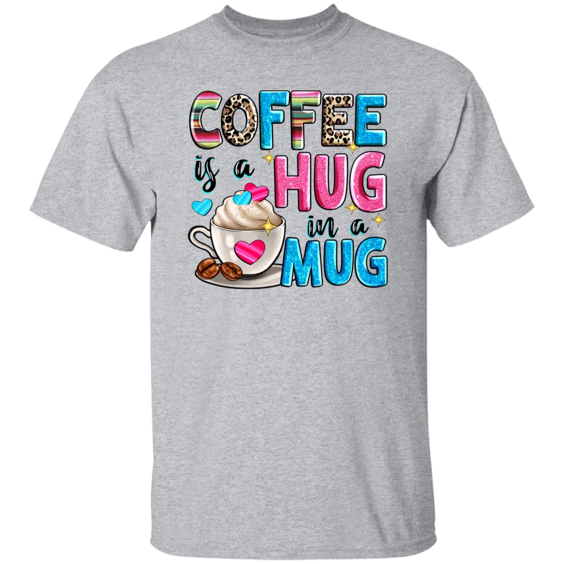 Coffee is a hug in a mug T-Shirt Latte Coffee Lover Unisex tee White Sand Sport Grey-Family-Gift-Planet