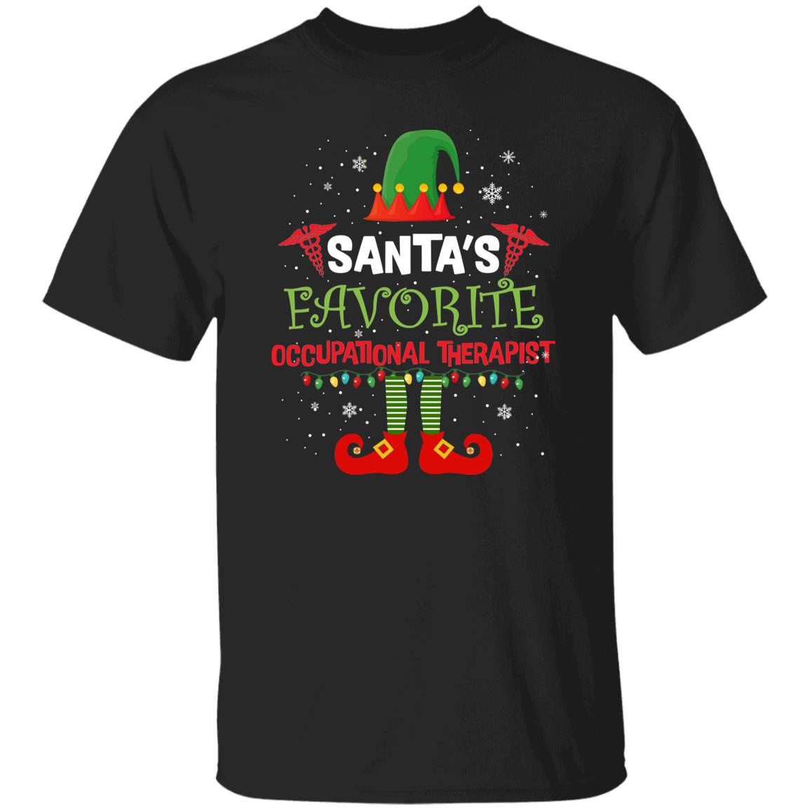 Santa's Favorite Occupational Therapist Christmas Unisex Shirt Black Dark Heather-Family-Gift-Planet