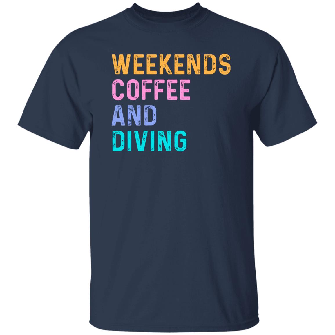 Weekends coffee and diving T-Shirt Scuba Diver Unisex tee Black Navy Dark Heather-Family-Gift-Planet