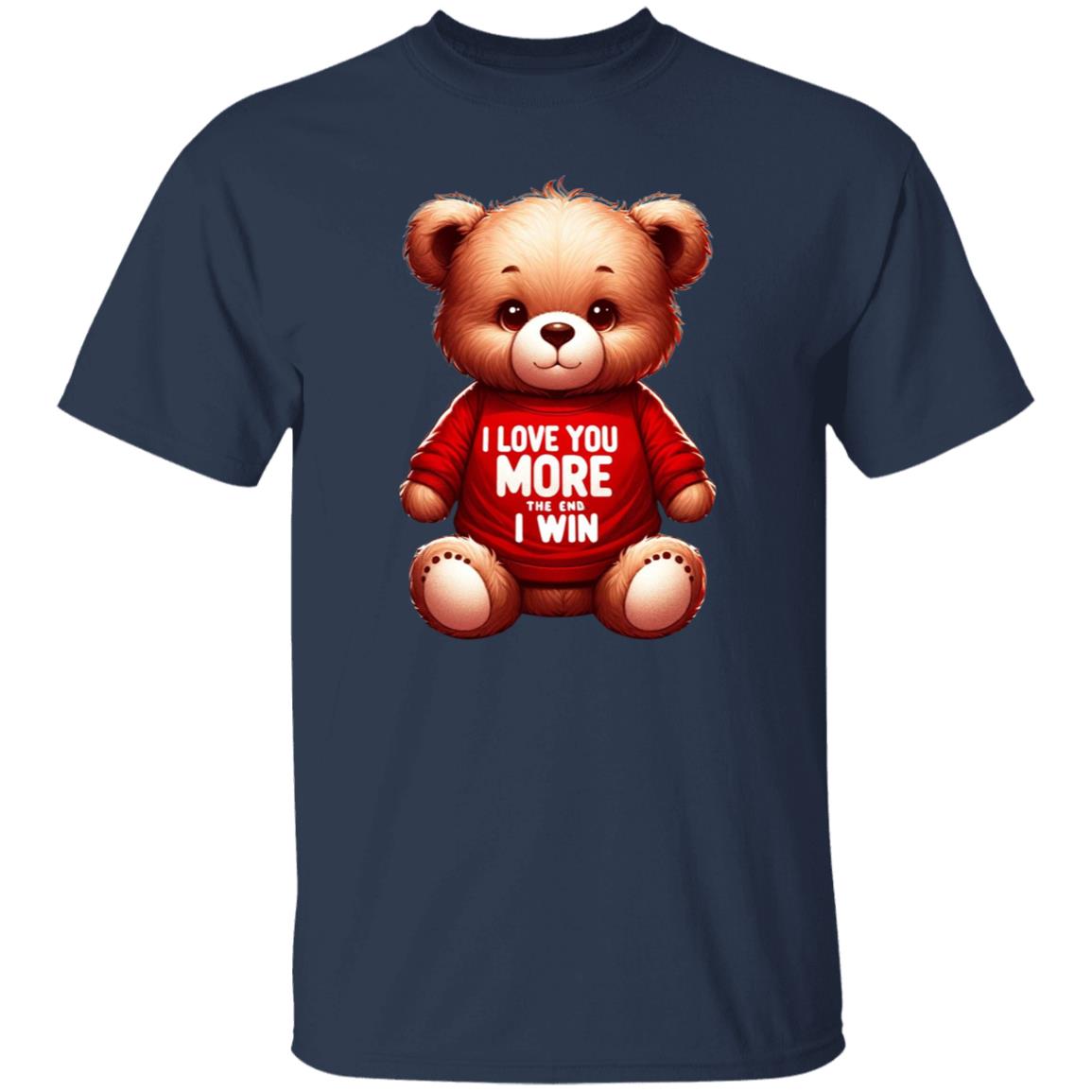 I love you more The end I win teddy bear Unisex T-shirt cute animal tee Black Navy Dark Heather-Navy-Family-Gift-Planet