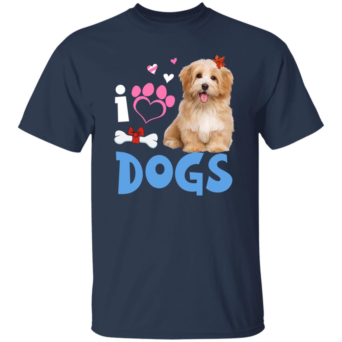 I love Dogs T-Shirt gift Cute dog lover Dog mom Unisex tee Black Navy Dark Heather-Family-Gift-Planet