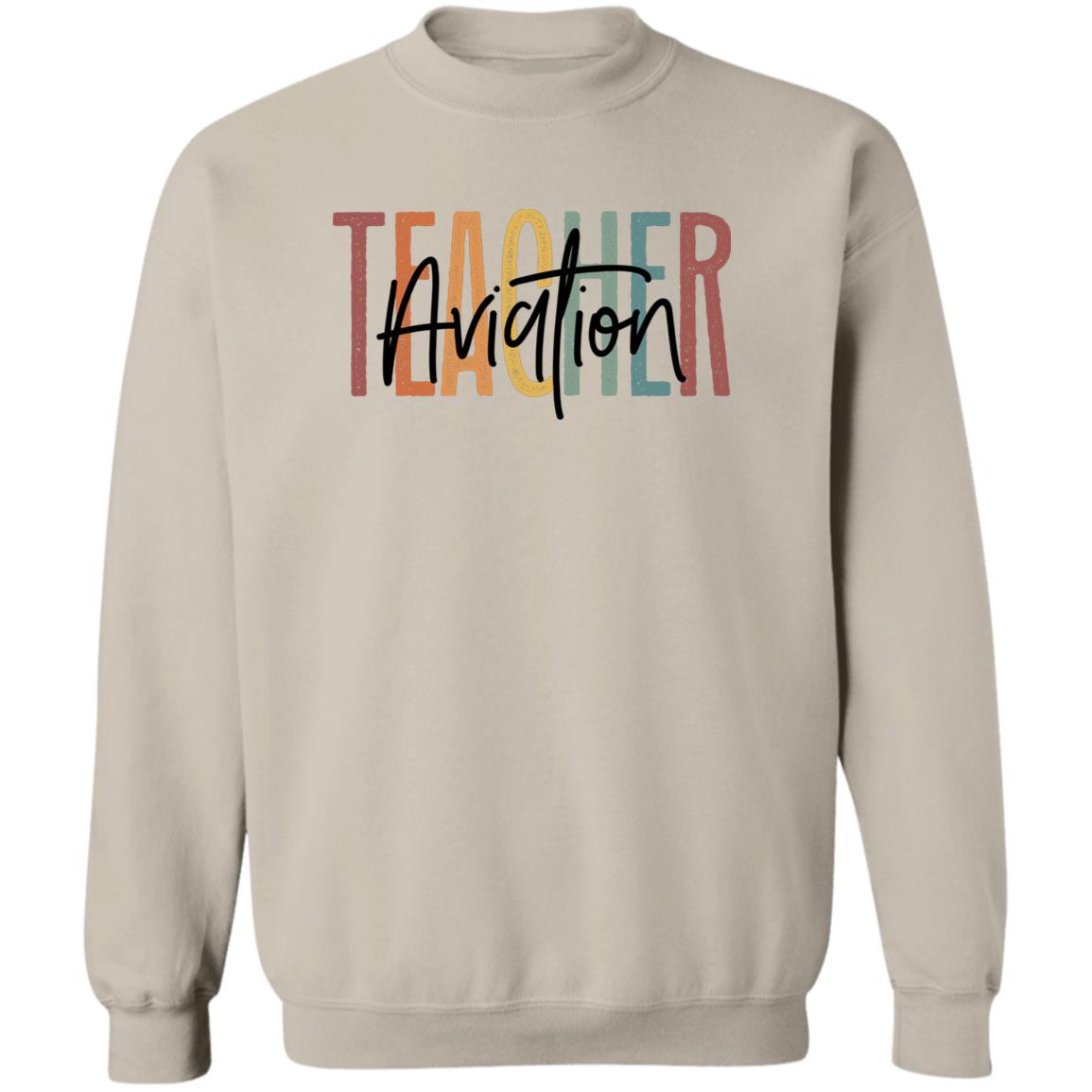 Aviation teacher Sweatshirt Crewneck Unisex Gildan Sand Ash S-2XL-Sand-Family-Gift-Planet