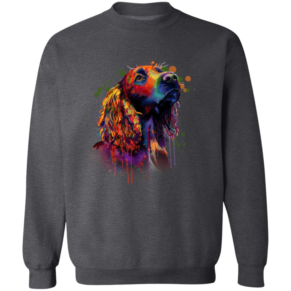 Vibrant digital Cocker Spaniel dog art Unisex Crewneck Sweatshirt black navy dark heather-Family-Gift-Planet