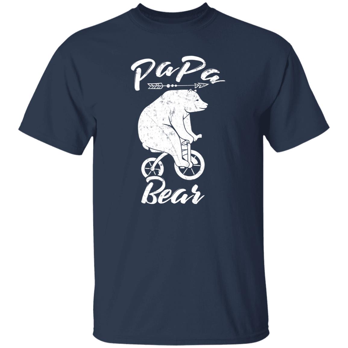 Papa Bear on bicycle shirt father's day gift Black Navy Dark Heather-Family-Gift-Planet