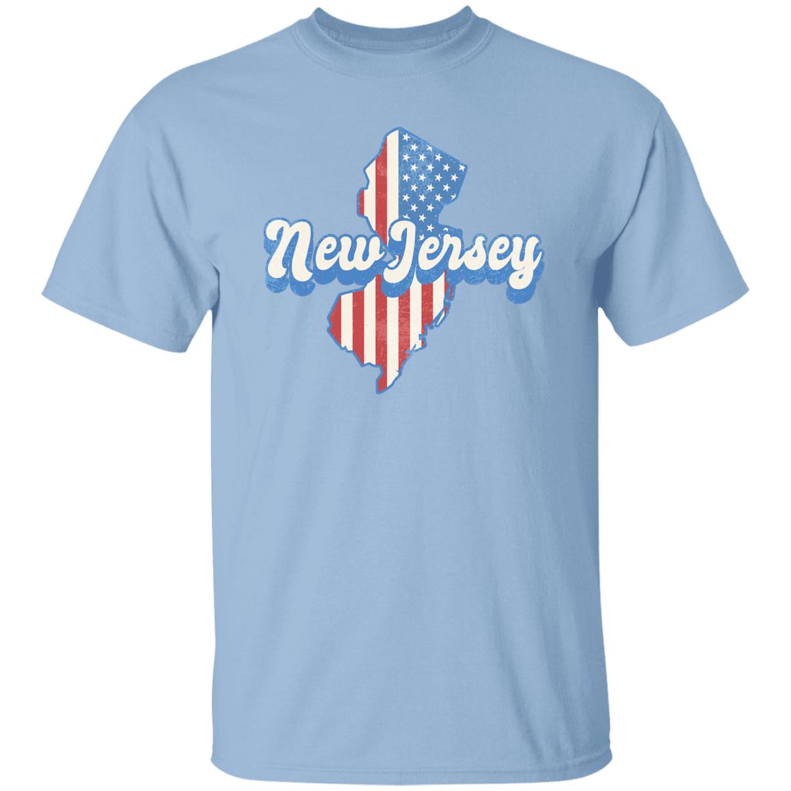 New Jersey US flag Unisex T-Shirt American patriotic NJ state tee White Ash Blue-Light Blue-Family-Gift-Planet