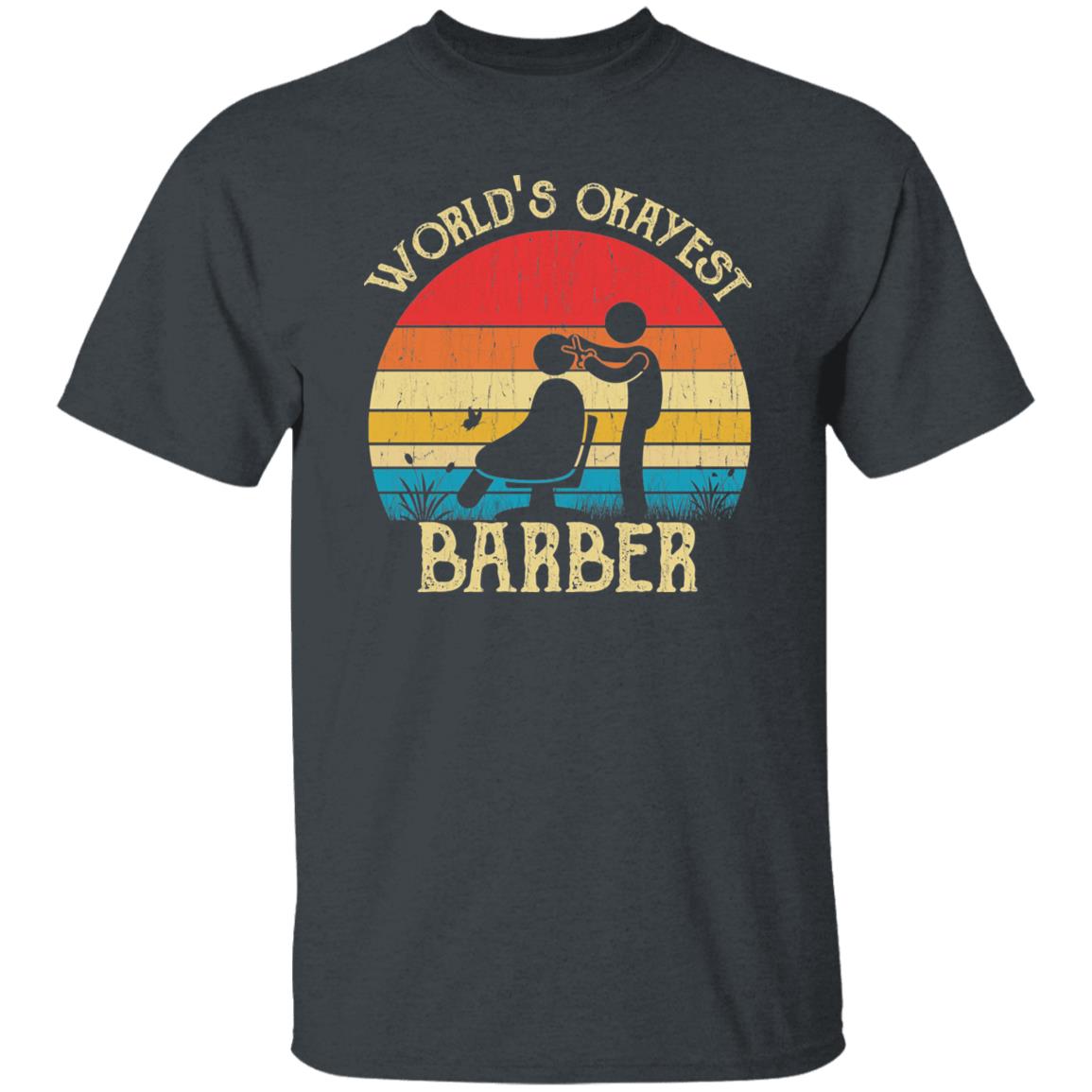 Barber Unisex Shirt World's Okayest Barber retro tee Black Dark Heather-Family-Gift-Planet