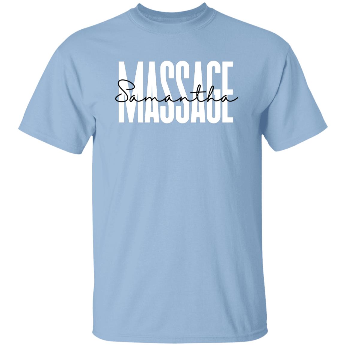 Personalized Massage Unisex T-shirt gift for massage therapist Sand Pink Light Blue-Family-Gift-Planet