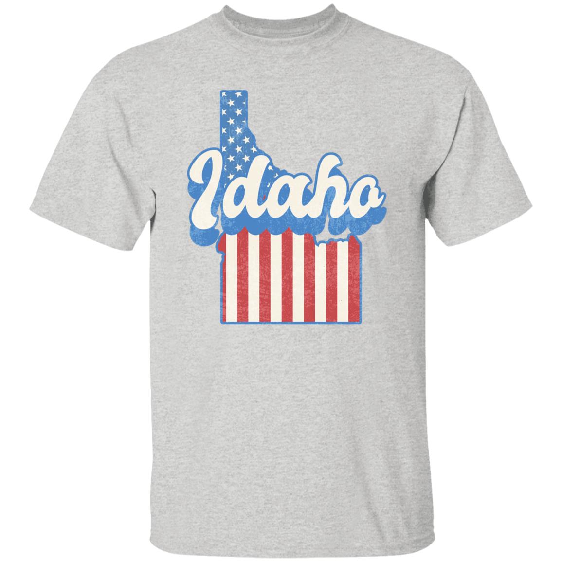 Idaho US flag Unisex T-Shirt American patriotic ID state tee White Ash Blue-Ash-Family-Gift-Planet