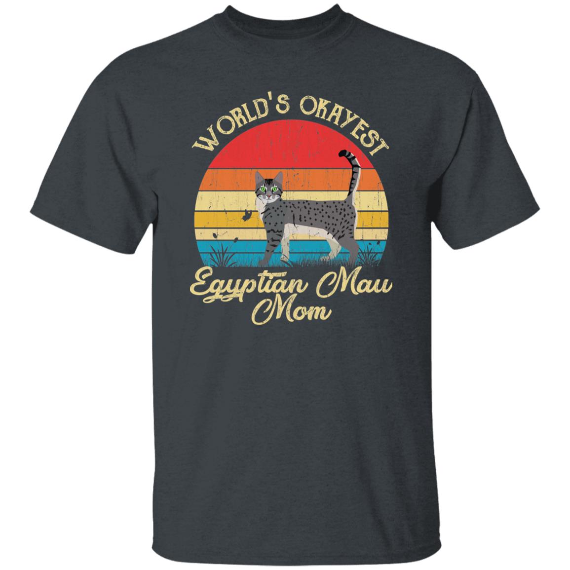 World's Okayest Egyptian mau mom Retro Style Unisex T-shirt Black Navy Dark Heather-Dark Heather-Family-Gift-Planet