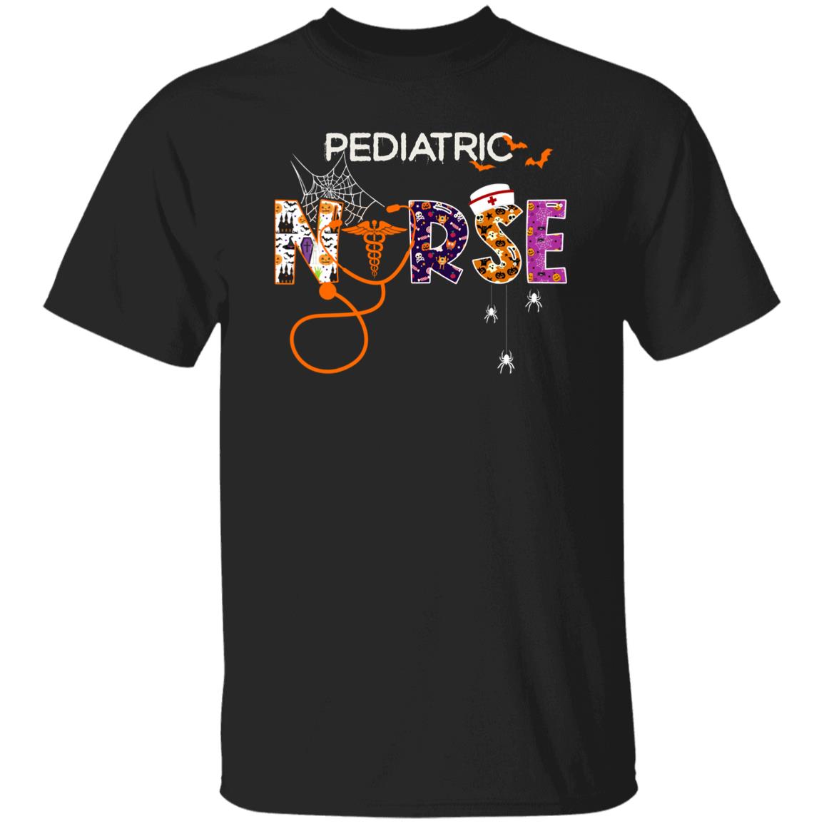 Pediatric nurse Halloween Unisex T-Shirt Scare Spooky PICU Peds nurse tee Black Dark Heather-Family-Gift-Planet