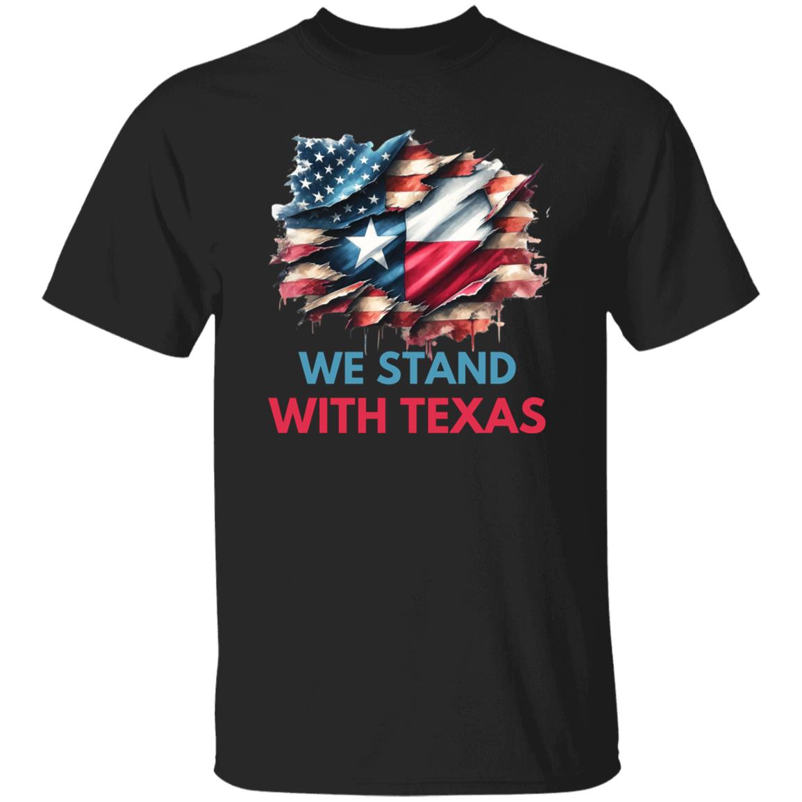 We stand with Texas Support Texas Unisex Tshirt Texas flag USA flag tee Black Navy Dark Heather-Family-Gift-Planet