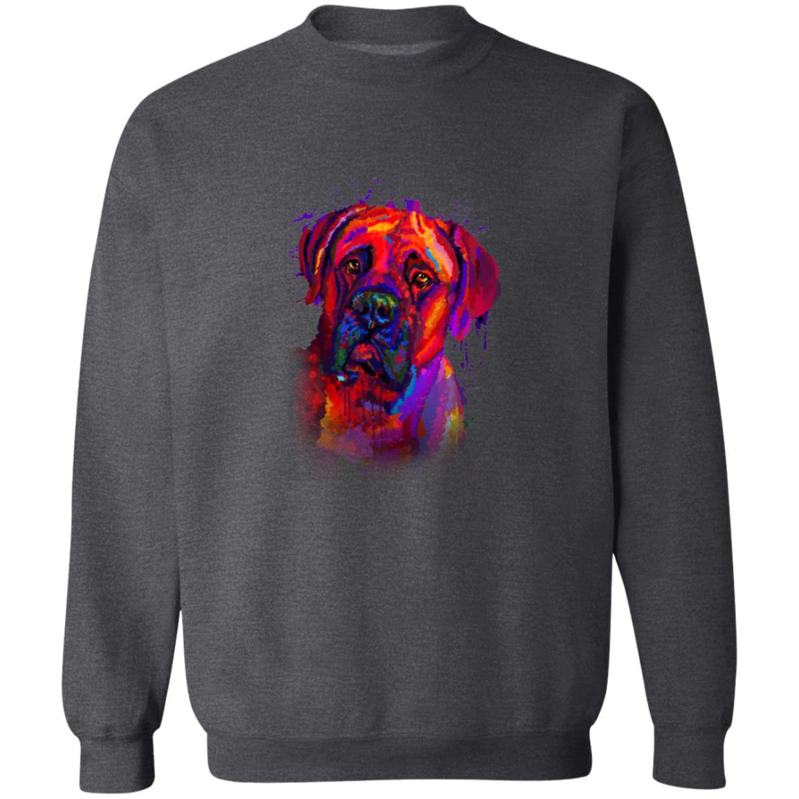 Neon Red Splash Art Bullmastiff dog Unisex Crewneck Sweatshirt-Family-Gift-Planet