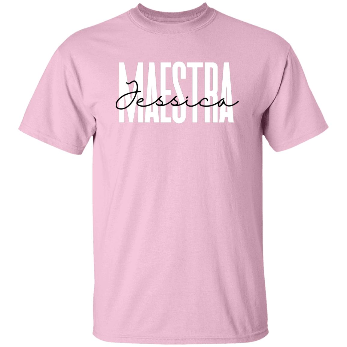 Personalized Maestra T-Shirt gift Custom name Spanish Language Teacher Unisex Tee Sand Pink Blue-Family-Gift-Planet