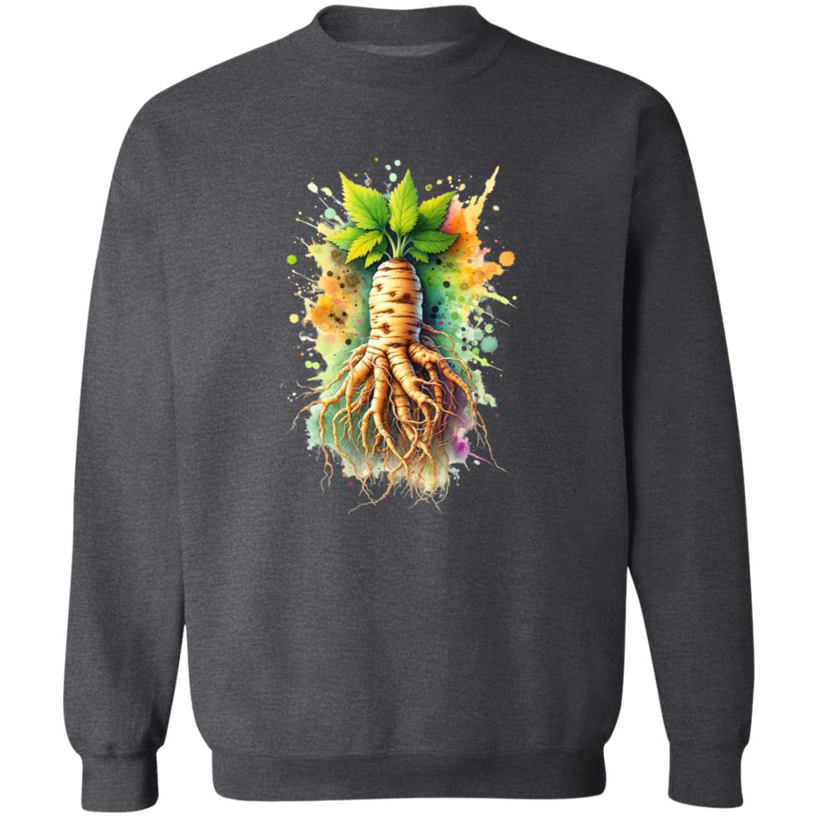 Artistic Ginseng Root Color Splash Unisex Sweatshirt Black Navy Dark Heather-Family-Gift-Planet
