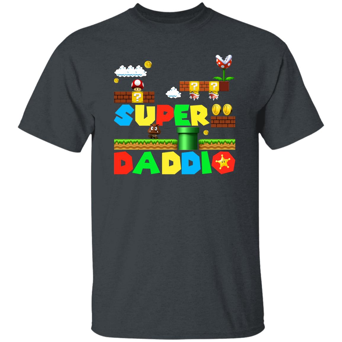 Supper Daddio shirt gift for dad Black Navy Dark Heather-Dark Heather-Family-Gift-Planet