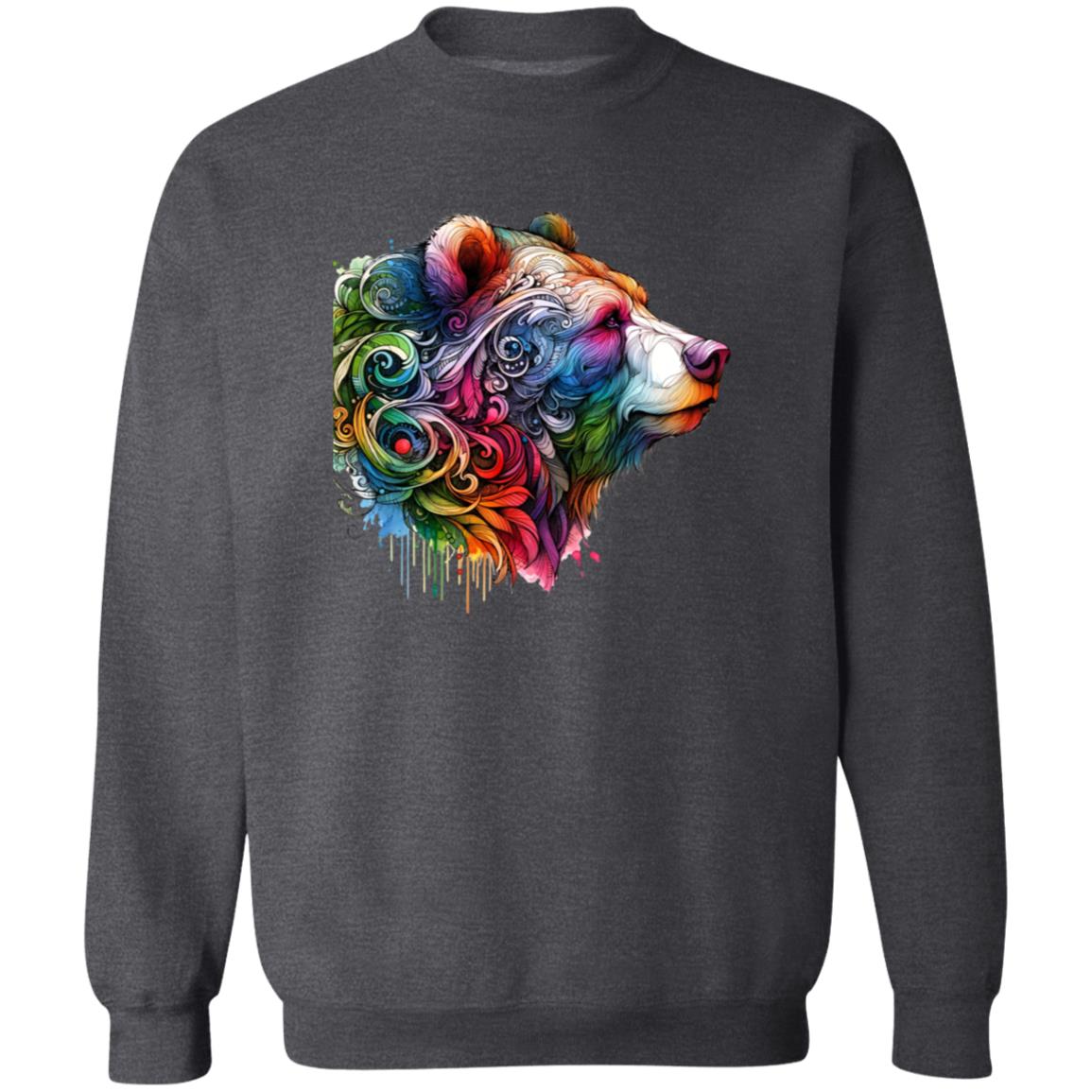 Bear colorful artistic Unisex Sweatshirt Black Navy Dark Heather-Family-Gift-Planet