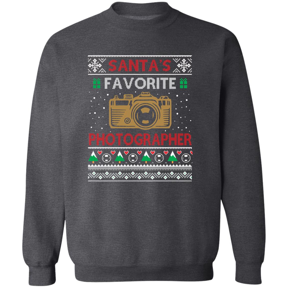 Santa's favorite Photographer Christmas Unisex Sweatshirt Ugly sweater Black Dark Heather-Family-Gift-Planet