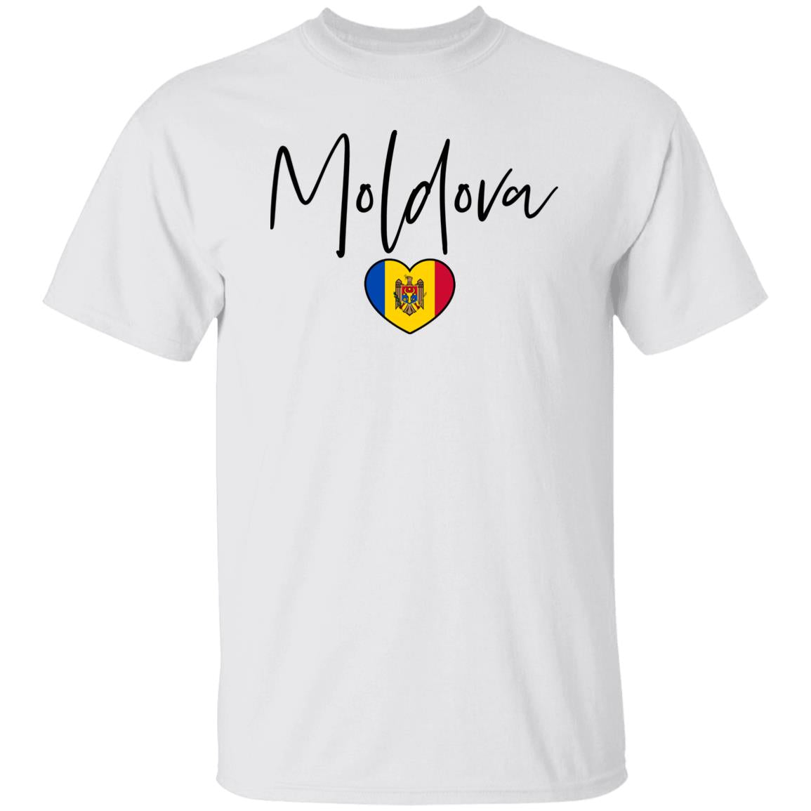 Moldova flag heart Unisex T-shirt Moldova love tee White Sand Blue-Family-Gift-Planet