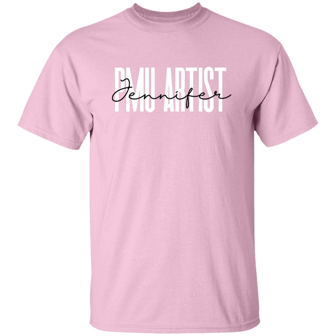 Personalized PMU Artist T-shirt gift Permanent make-up artist Unisex Tee Sand Pink Light Blue-Family-Gift-Planet