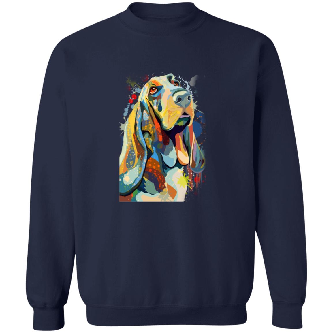 Abstract Basset hound dog Unisex Crewneck Sweatshirt with expressive splashes-Family-Gift-Planet