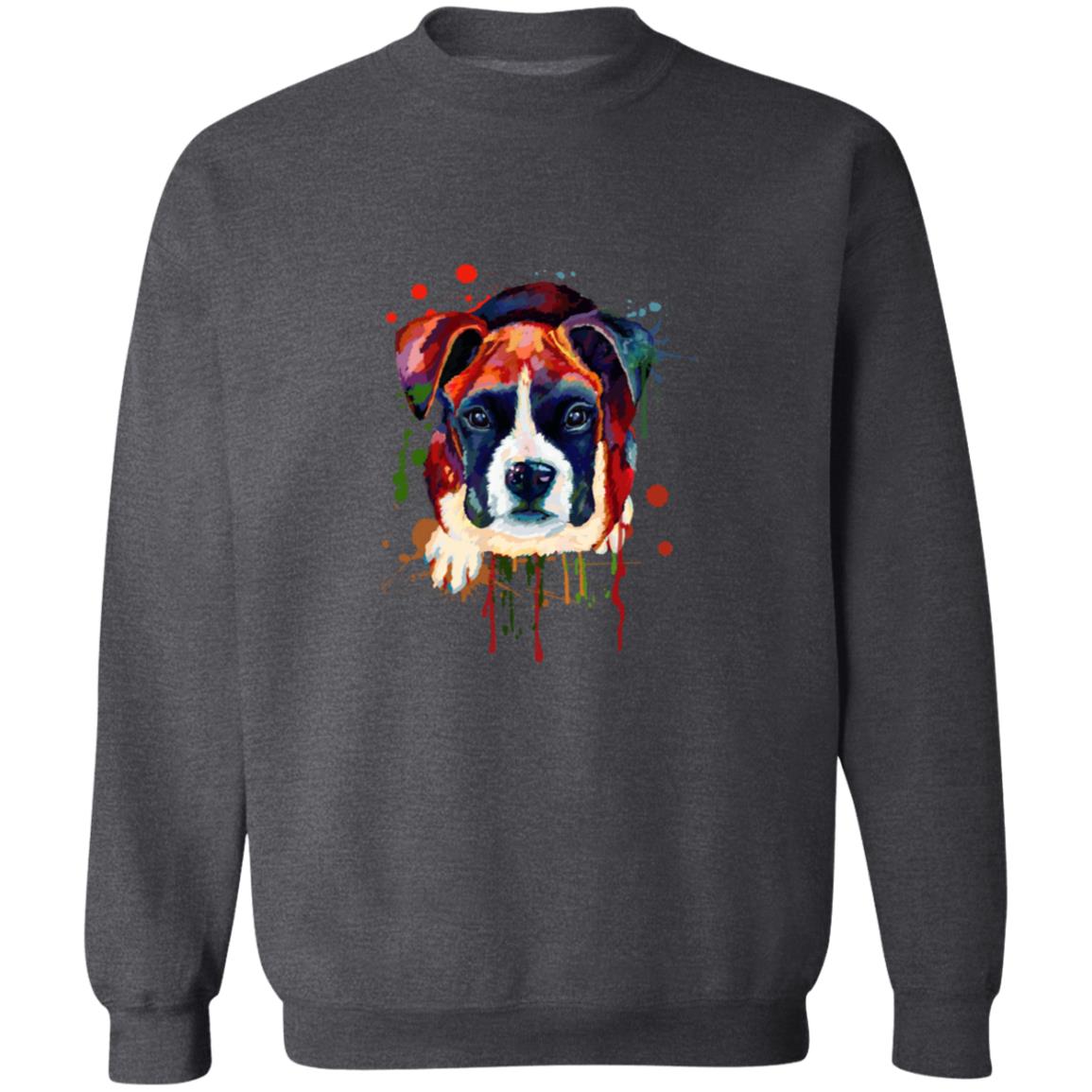 Abstract Boxer dog Unisex Crewneck Sweatshirt with expressive splashes-Family-Gift-Planet