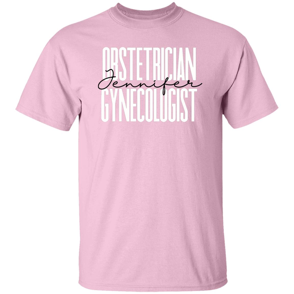 Personalized Obstetrician Gynecologist T-shirt gift OBGYN nurse Unisex Tee Sand Pink Light Blue-Family-Gift-Planet