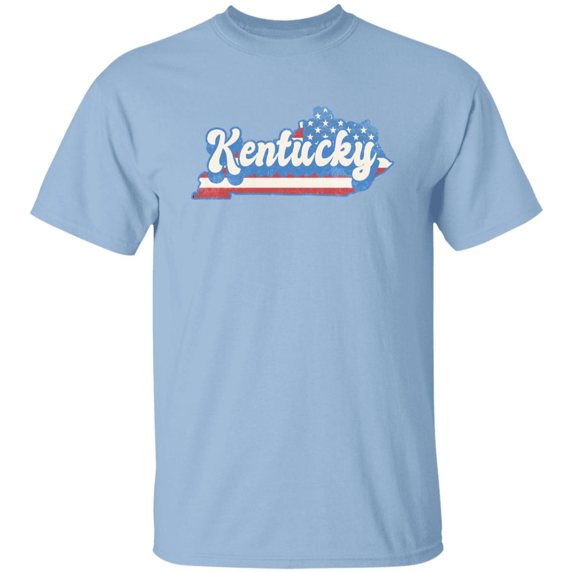 Kentucky US flag Unisex T-Shirt American patriotic KY state tee White Ash Blue-Light Blue-Family-Gift-Planet