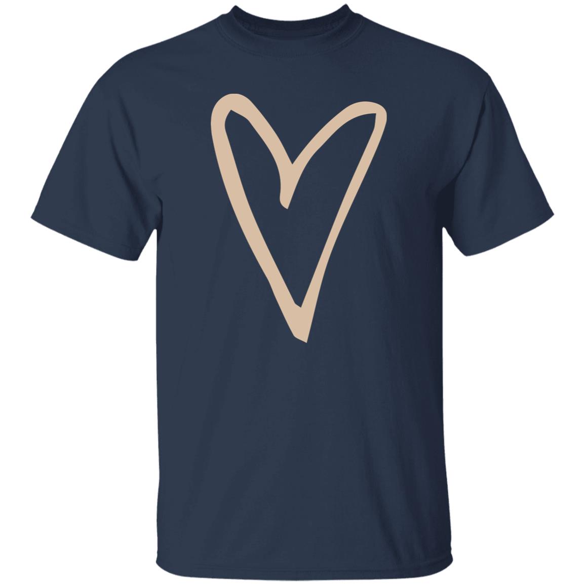 Heart love Unisex Tshirt Simple heart tee Black Dark Heather Navy-Navy-Family-Gift-Planet