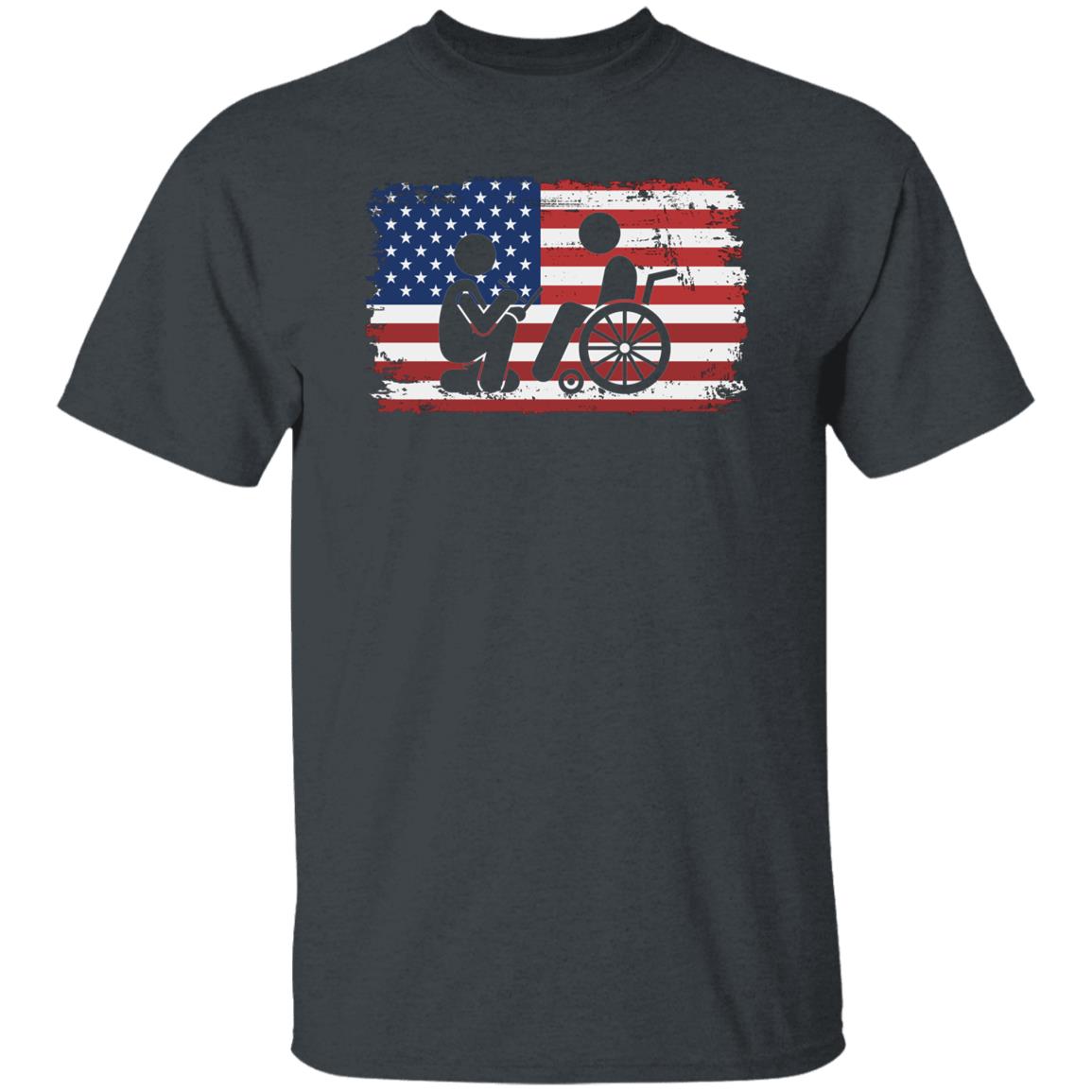 Social worker US flag Unisex T-shirt American social work tee black dark heather-Family-Gift-Planet