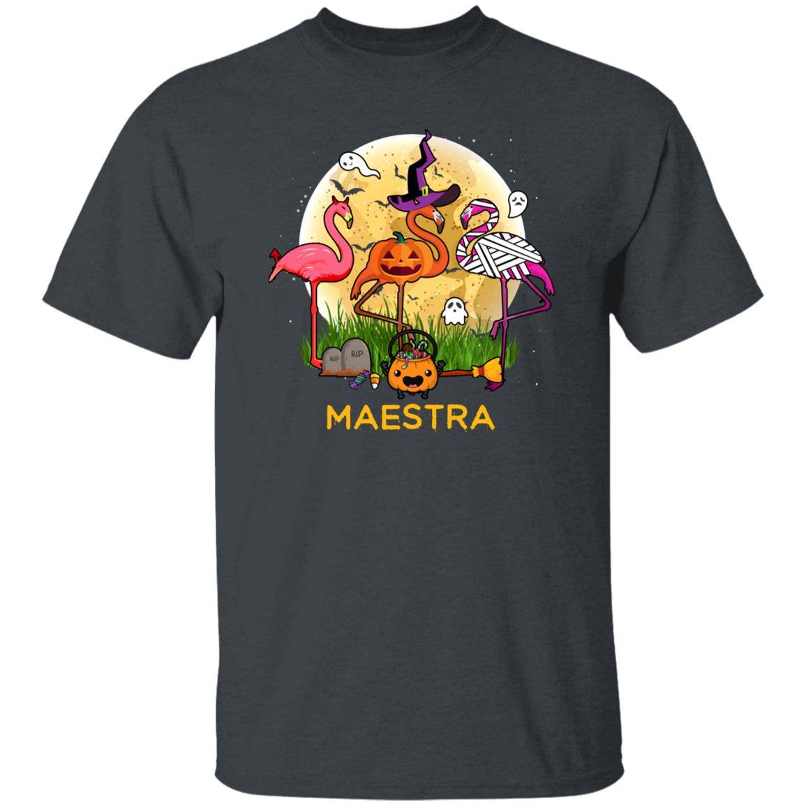 Maestra Halloween Unisex T-Shirt Scary Spooky Spanish Teacher tee Black Dark Heather-Family-Gift-Planet