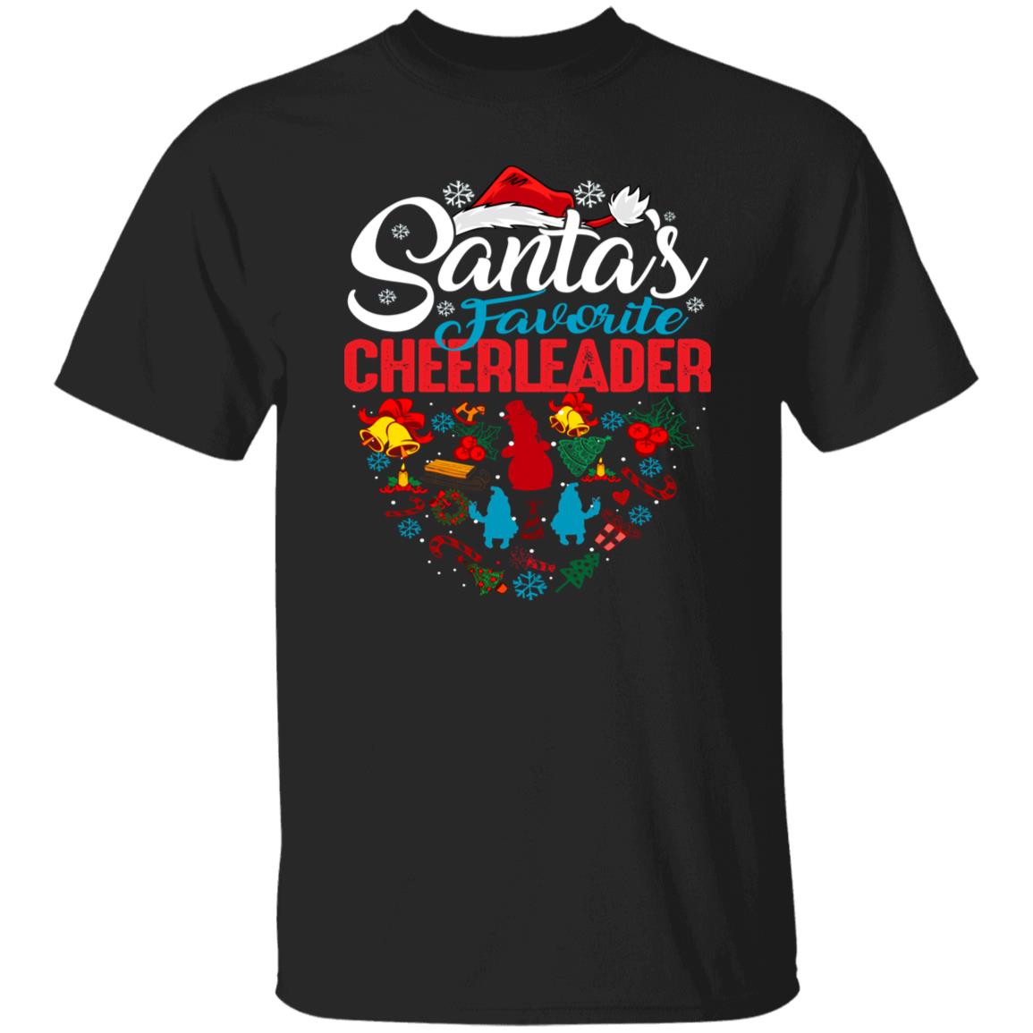 Santa's favorite cheerleader Unisex shirt cheer coach Holiday tee Black Dark Heather-Family-Gift-Planet