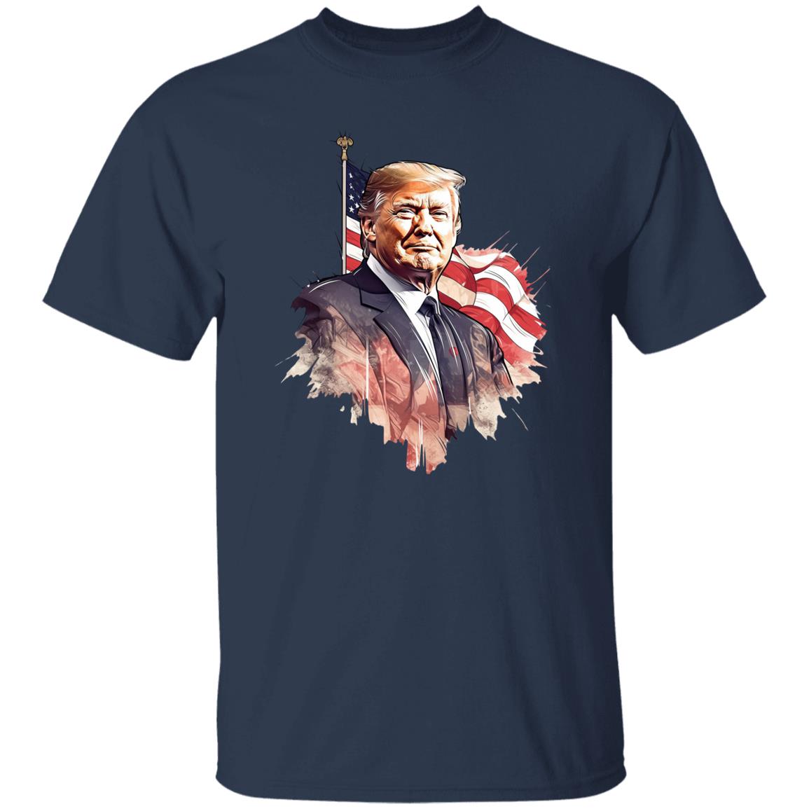 Stylish Donald Trump US flag T-Shirt American election Unisex tee Black Navy Dark Heather-Family-Gift-Planet