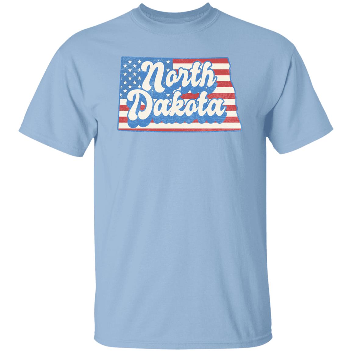 North Dakota US flag Unisex T-Shirt American patriotic ND state tee White Ash Blue-Light Blue-Family-Gift-Planet