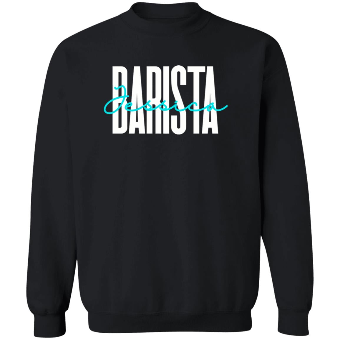 Personalized Barista Unisex Sweatshirt Custom name coffee shop Sand Black Dark Heather-Family-Gift-Planet