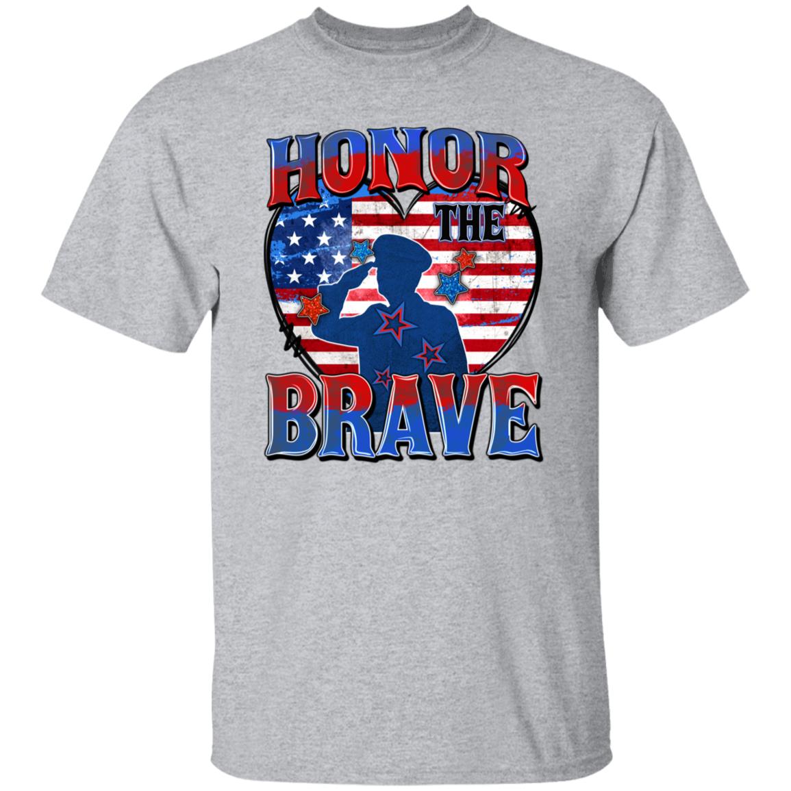Honor the brave T-Shirt gift American flag veteran heart Unisex tee Sand White Sport Grey-Family-Gift-Planet