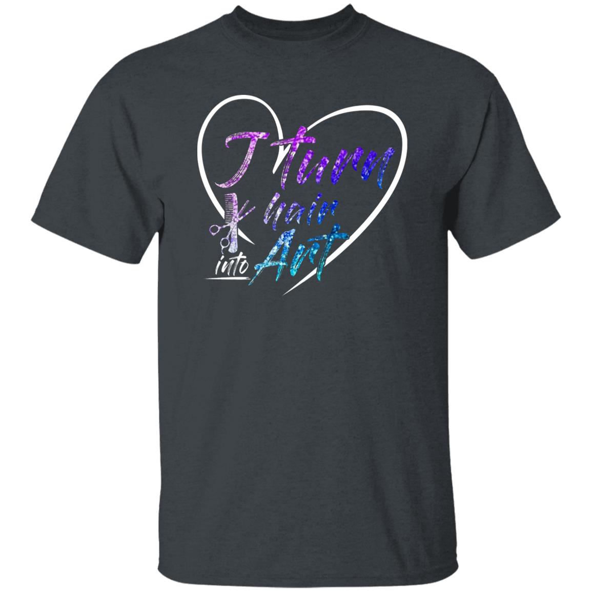 I turn hair into art Unisex T-shirt hairdresser haircutter tee black dark heather-Family-Gift-Planet