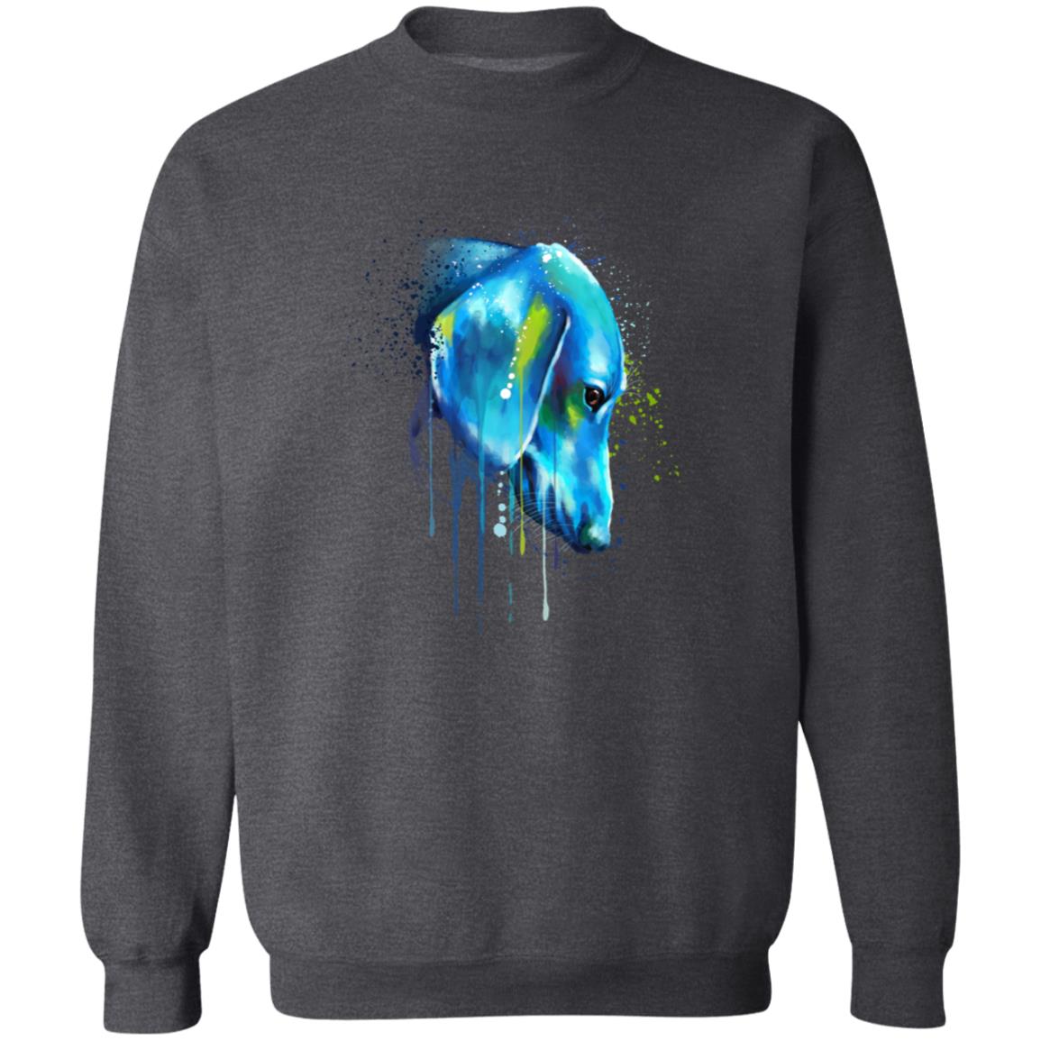 Neon blue Splash Art Dachshund dog Unisex Crewneck Sweatshirt-Family-Gift-Planet