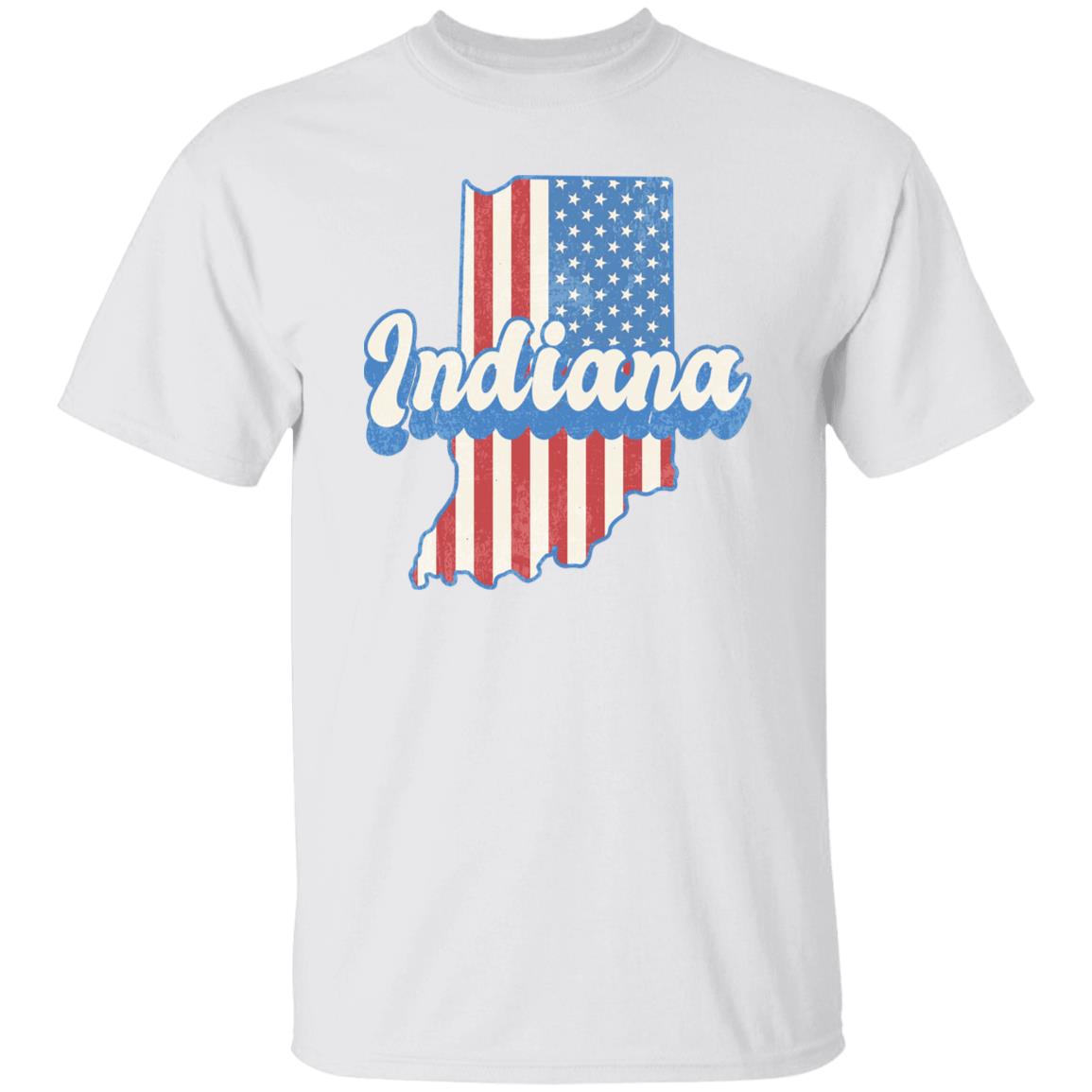 Indiana US flag Unisex T-Shirt American patriotic IN state tee White Ash Blue-White-Family-Gift-Planet