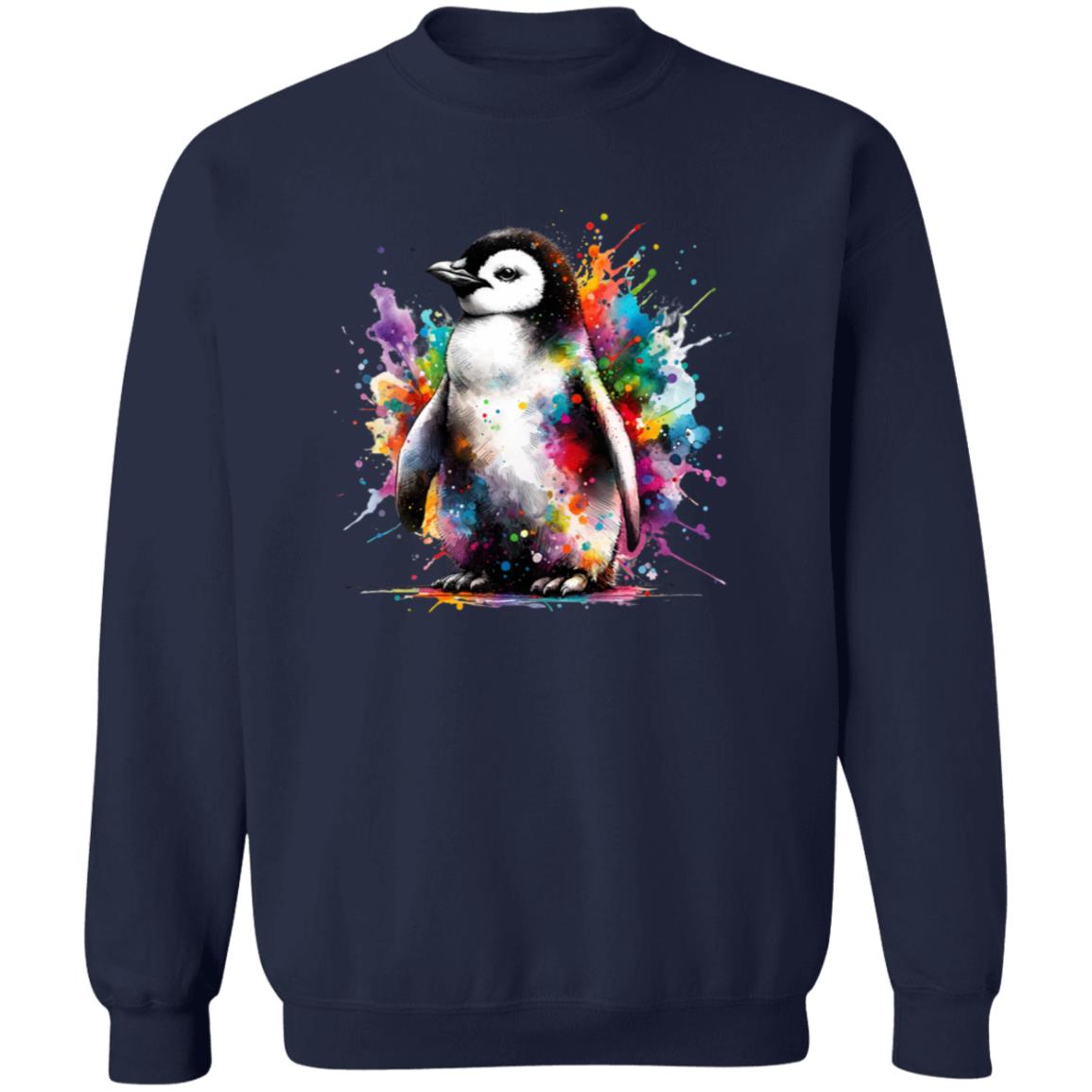 Artistic Penguin Color Splash Unisex Sweatshirt Black Navy Dark Heather-Family-Gift-Planet