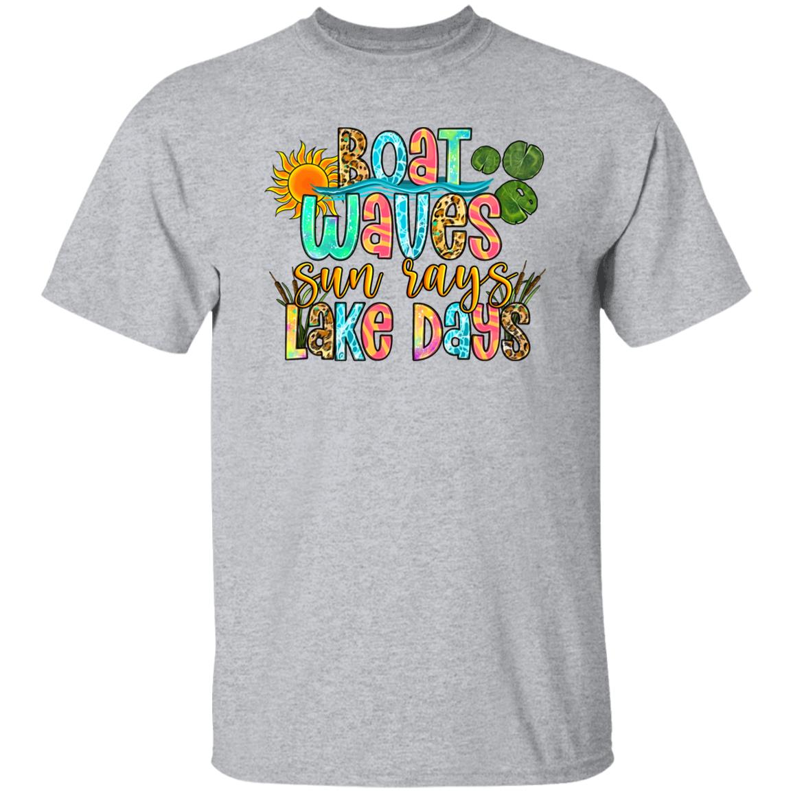 Boat waves sun rays lake days T-Shirt Summer Holiday Unisex tee Sand White Sport Grey-Family-Gift-Planet