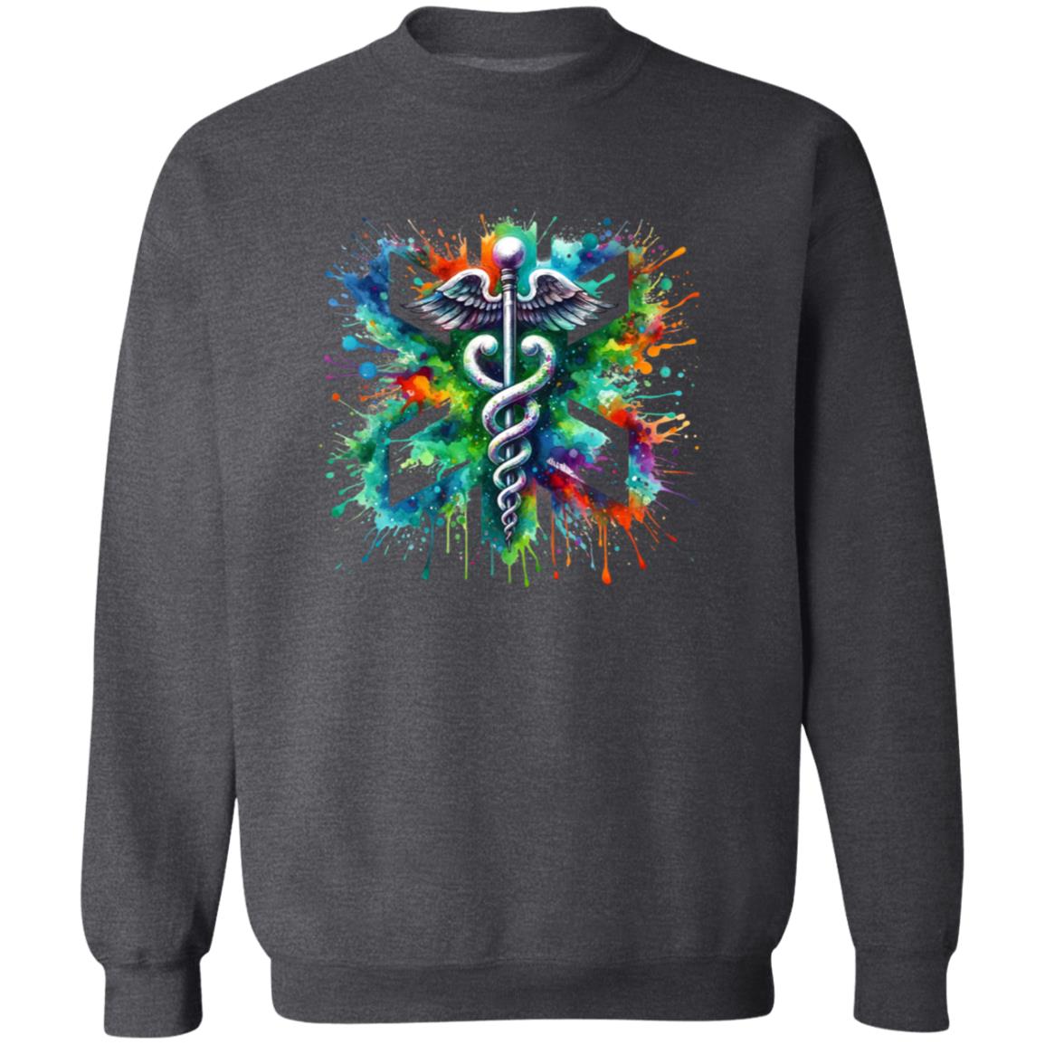 Vibrant Medical sign Color Splash Unisex Sweatshirt medical assistant Black Navy Dark Heather-Family-Gift-Planet