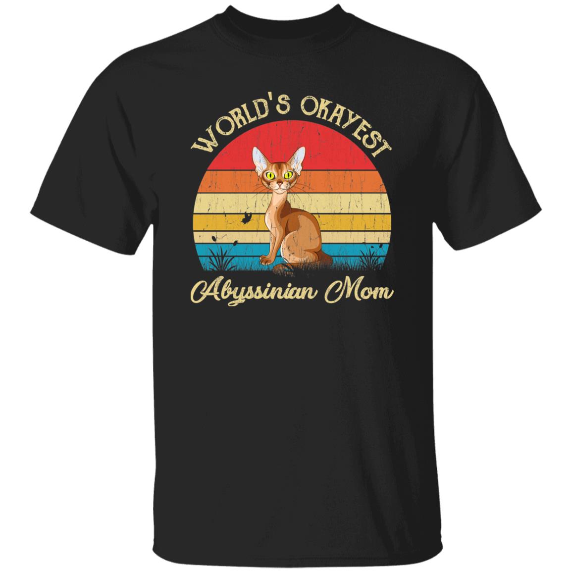 World's Okayest Abyssinian mom Retro Style Unisex T-shirt Black Navy Dark Heather-Black-Family-Gift-Planet
